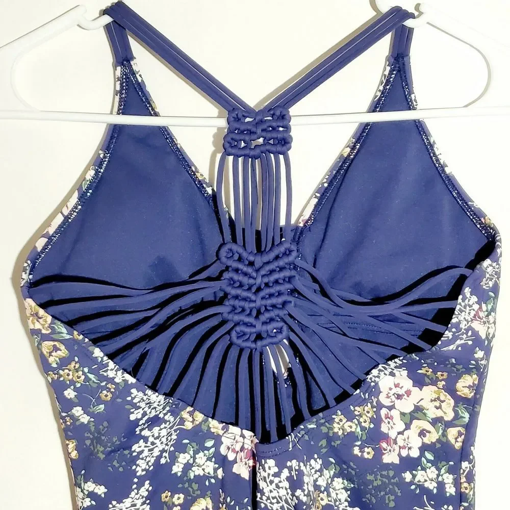 Ambrielle Womens One Piece Swimsuit Sz‎ S Bathing Suit Blue Floral Style M2JA03M